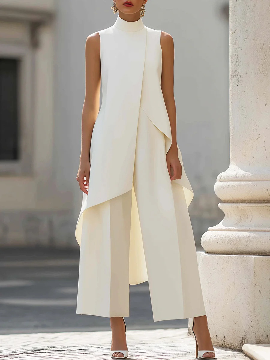 Women'S Formal Wear Pants - Damski zestaw dwuczęściowy: bezrękawnik z wysokim