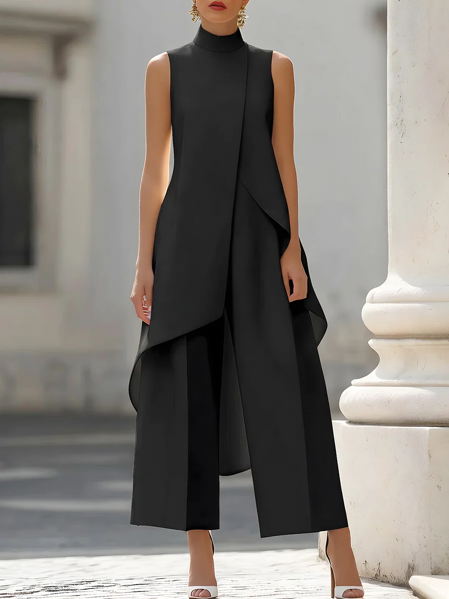 Women'S Office Formal Wear For Ladies - Kombinezon damski bez rękawów z wysokim
