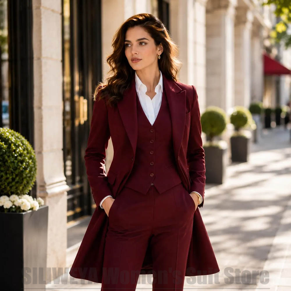 Women'S Office Formal Wear For Ladies - Elegancki damski garnitur 3-częściowy z ostrymi