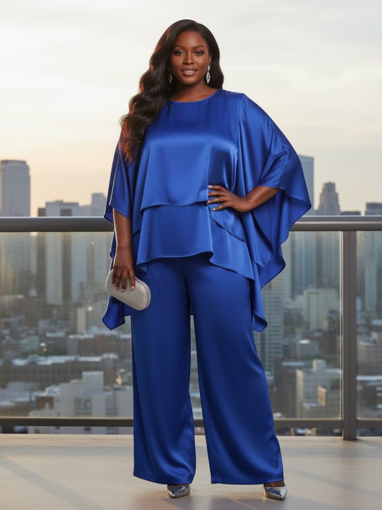 Women'S Formal Wear Pants - Komplet damski plus size: bluzka z