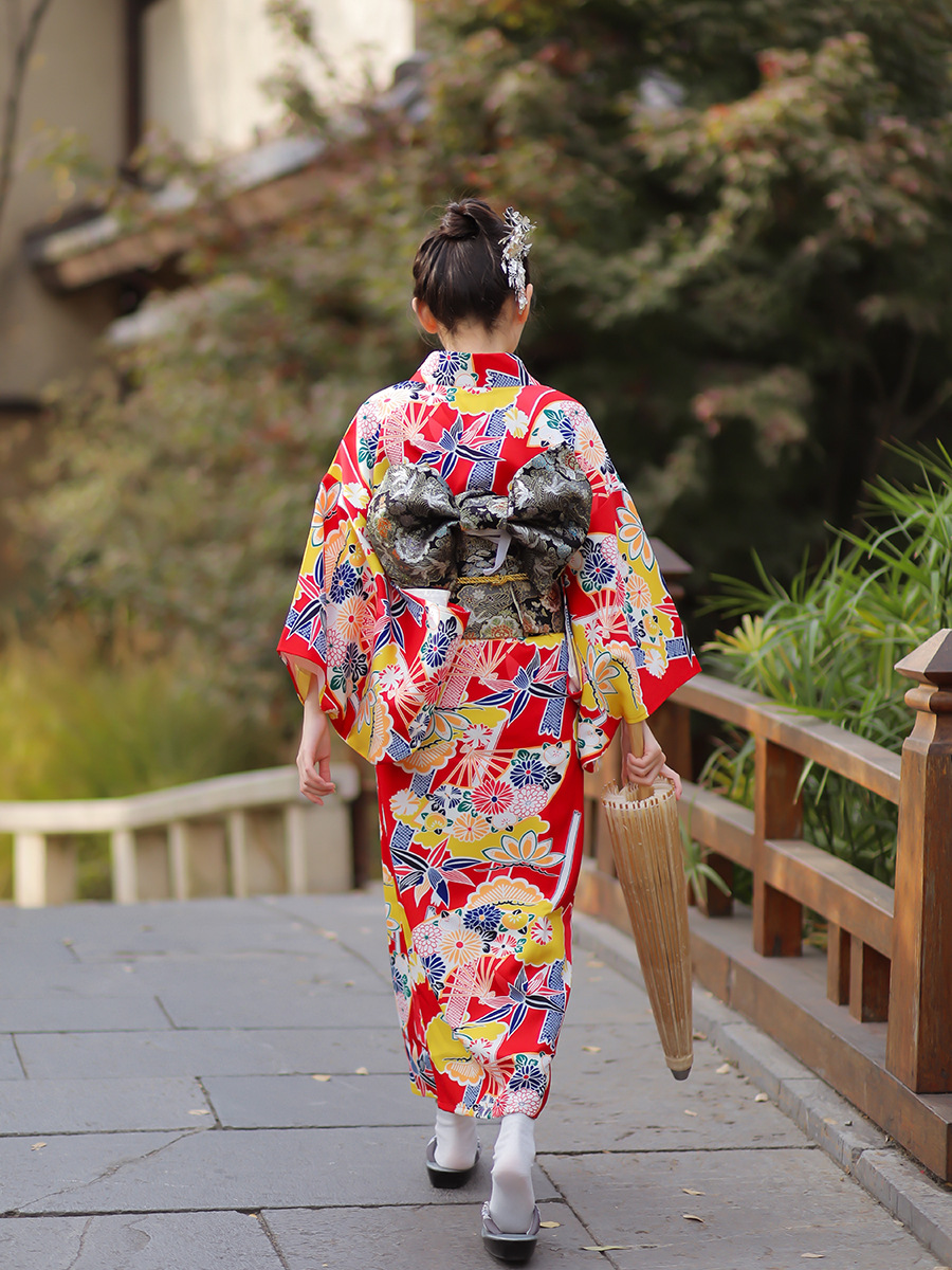 Japanese Women Formal Wear - Damskie japońskie tradycyjne kimono czerwone, modyfikowana