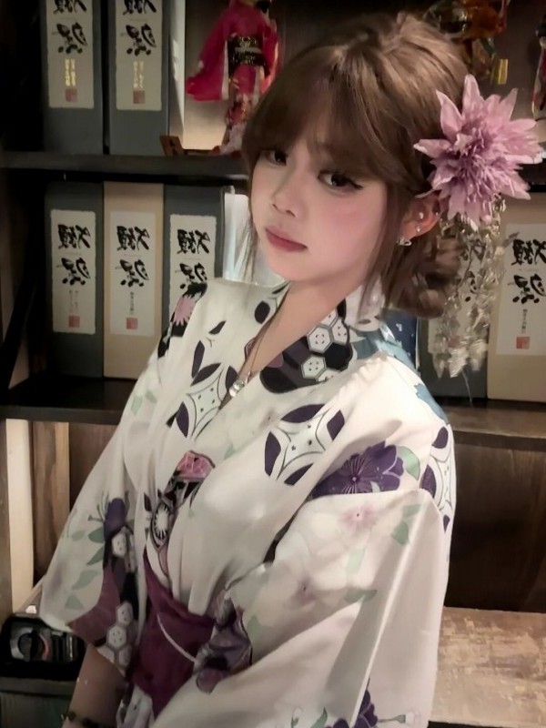 Japanese Women Formal Wear - Tradycyjny fioletowy szlafrok kimono dla kobiet,