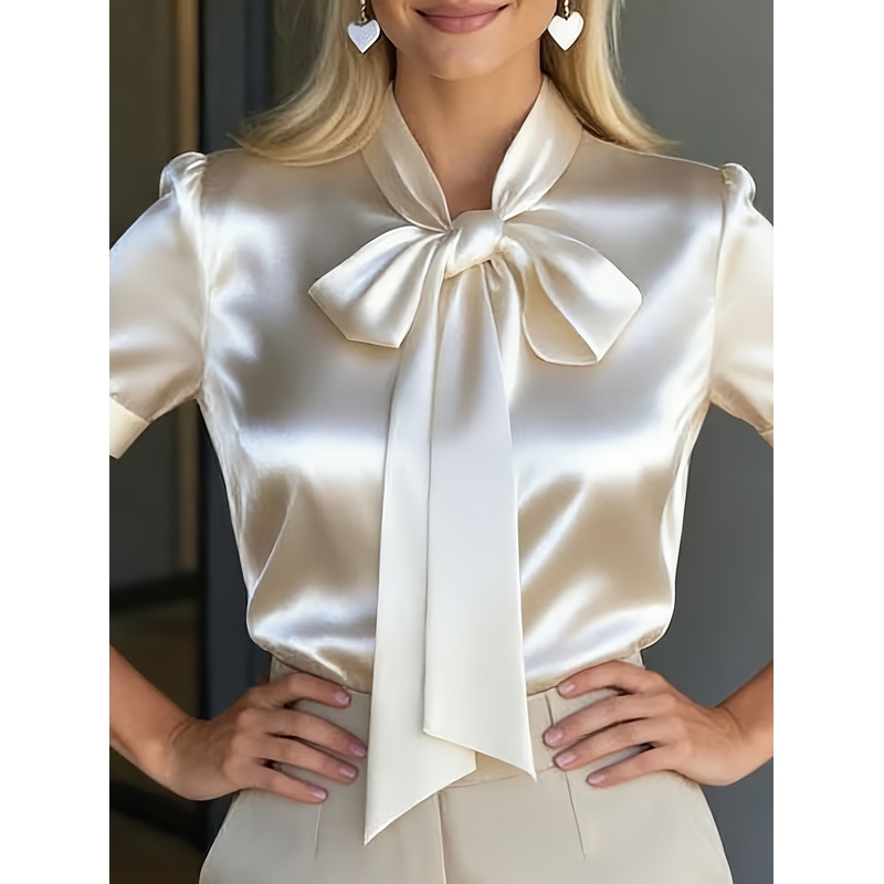 Women Formal Wear Stitching - Elegancka damska koszula z krótkim rękawem