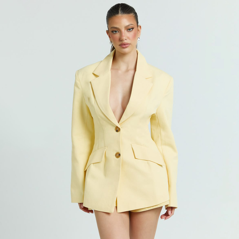 Jasnożółty damski dwuczęściowy – Women'S Office Formal Wear For Ladies recenzja i cena