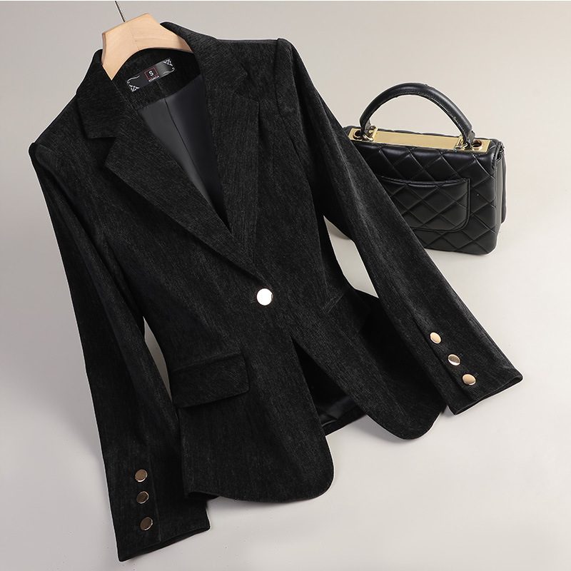Żółta Złota Aksamitna Marynark – Women'S Office Formal Wear For Ladies recenzja i cena