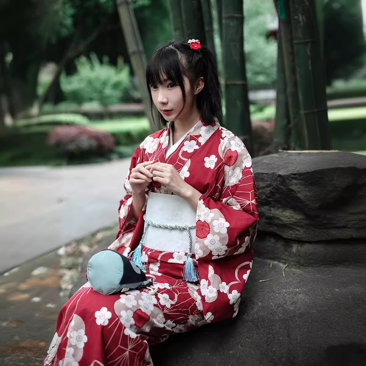 Czerwona japońska yukata kimon – Japanese Women Formal Wear recenzja i cena