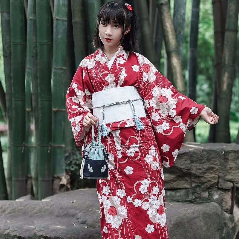 Czerwona japońska yukata kimon – Japanese Women Formal Wear recenzja i cena