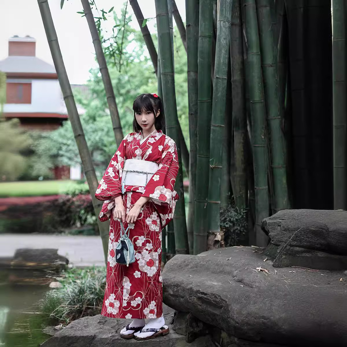 Czerwona japońska yukata kimon – Japanese Women Formal Wear recenzja i cena
