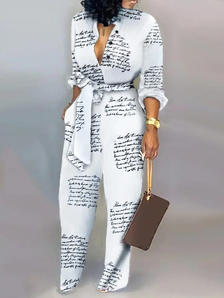 Moda damska List Print Kombine – Women'S Formal Wear Jumpsuit recenzja i cena