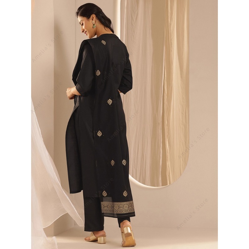 Damski czarny żakardowy zestaw – Women Formal Wear Ethnic recenzja i cena